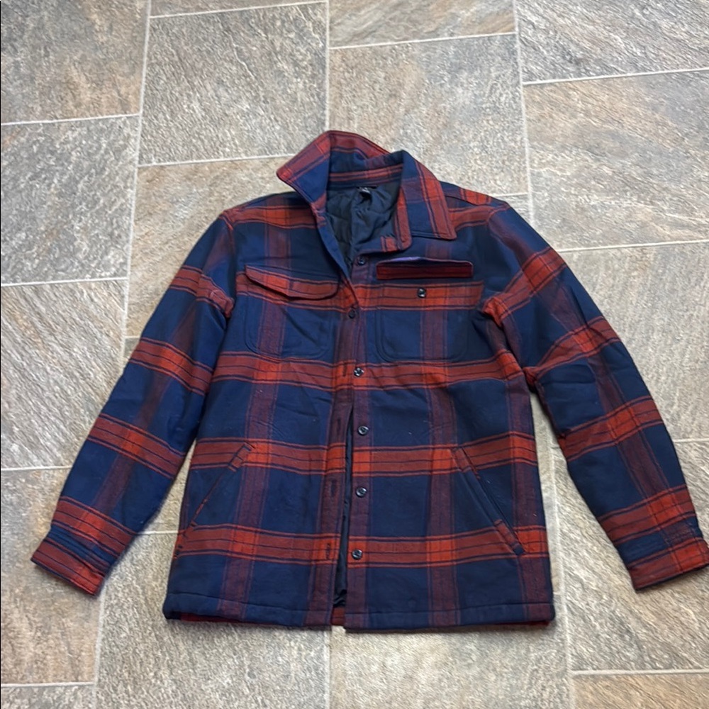 Patagonia Men's Red and Blue Plaid Jacket